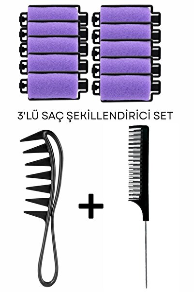 HİROS'H Set de coafat din 3 piese Set de piepteni pentru ondulare, crepătură ...