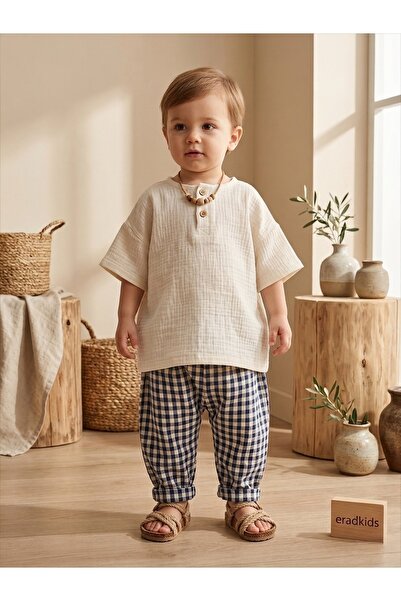 eradkids Organik Pamuk Erkek Bebek Oversize Müslin Takım – Nefes Alan Yazlık