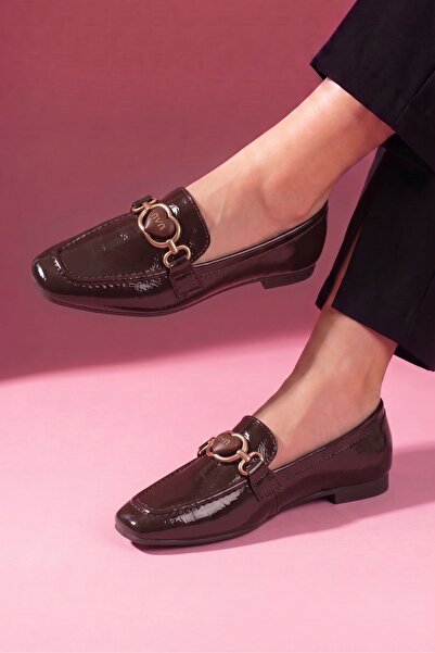 FUGA MODA Γυναικεία Loafer Μπαλαρίνα Casual Παπούτσια Lodi Brown με τσαλακωμέ...