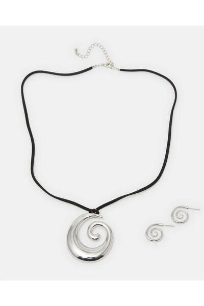 REDTAG Women Silver Necklace And Earrings Set (2 Piece)