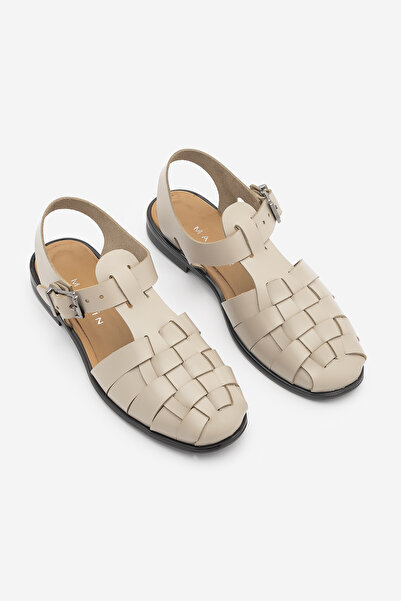 Marjin Sandale de damă din piele naturală, cu curea la gleznă, cu cataramă, î...