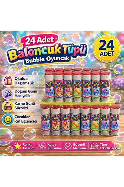 KAR TANESİ 24 Adet Baloncuk Tüpü Bubble Oyuncak – Okulda Dağıtmalık Doğum Gün...