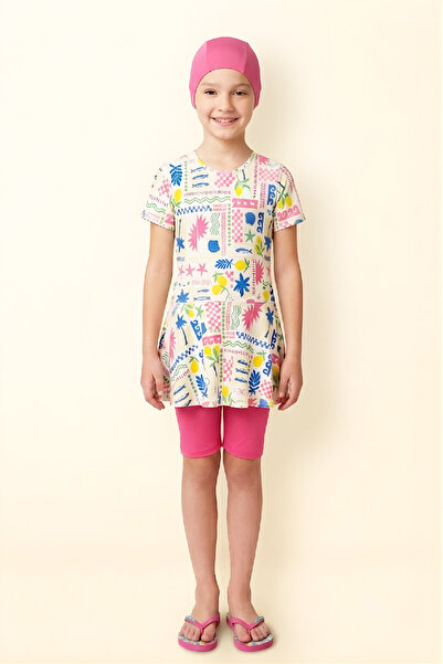 MODANINO Σετ μαγιό 3 τεμαχίων για κορίτσια (Τοπ τύπου τουνίκ + Παντελόνι μέχρ...