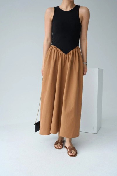 Generic Brand Two-Color Dress Blacktan