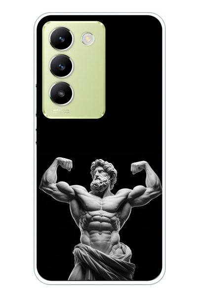 FLAMENKO حافظة هاتف شفافة متوافقة مع هاتف Vivo V30 Lite بنمط تمثال قديم لرجل ...
