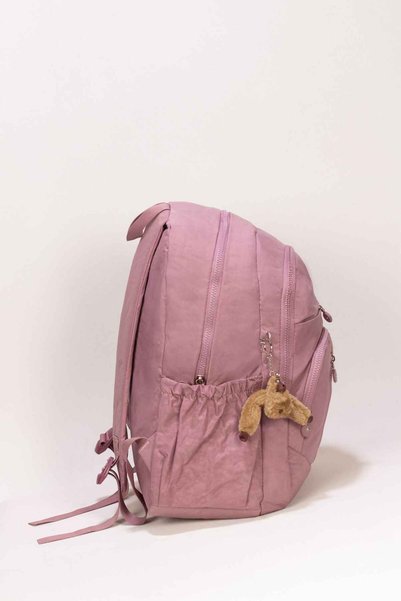 Royal Glow 5-Compartment Luxury Crinkle Waterproof Fabric High School and Middle School Backpack + Monkey Keychain Gift