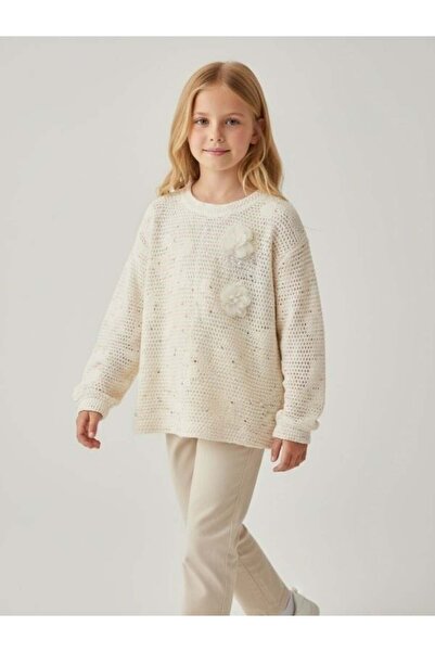 Zekids Κοριτσίστικη μπλούζα με διάτρητο σχέδιο και κομψό πλεκτό σχέδιο