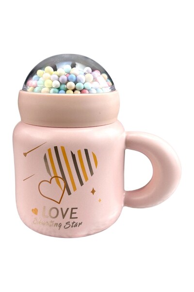 OEM Ροζ κεραμικό φλιτζάνι με καπάκι "BubbliCup"