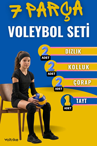 Voltrike 7 Parça Voleybol Seti- Voleybol Dizliği + Voleybol Taytı+ Voleybol E...