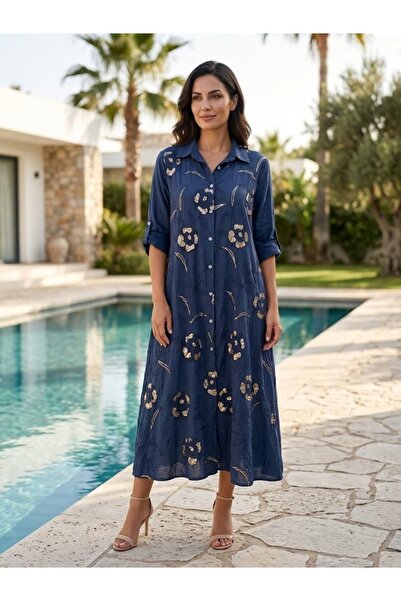 Punta Otantik PT18097 Ιταλικό ανδρικό φόρεμα με παγιέτες και κέντημα στο γιακ...