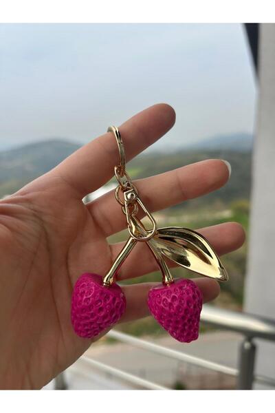 sumicorn Breloc cu detalii aurii în formă de căpșună și accesoriu pentru gean...