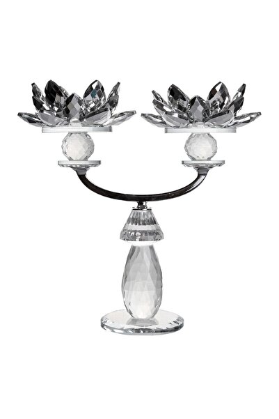 OEM Γυάλινο κηροπήγιο για 2 κεριά, 22 εκ.