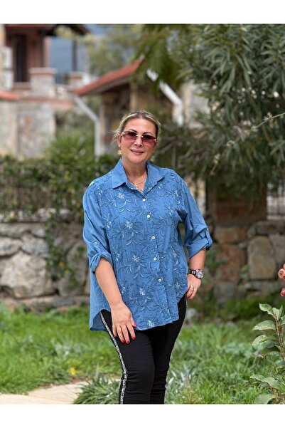 Punta Otantik PT25005 Ιταλική βαμβακερή μπλούζα με κέντημα στο μπροστινό μέρο...