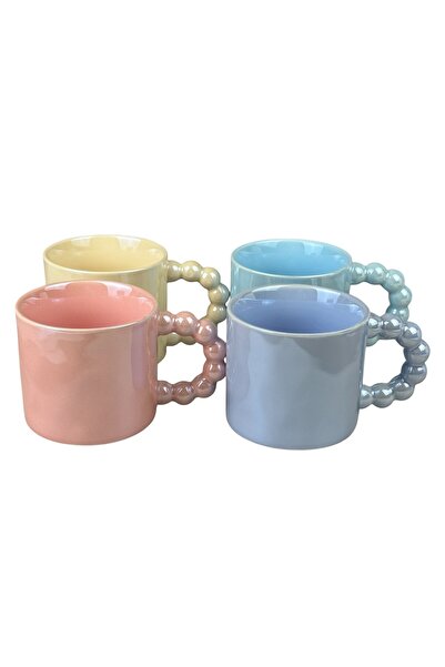 OEM Σετ 4 κεραμικών κούπες "Pearl Handle" 330 ml, διάφορα 4 χρώματα
