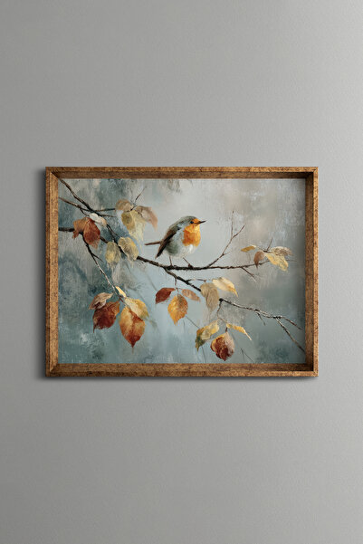 epiqart Bird and Branch Composition - Vintage Patterned Frame - Slim Model