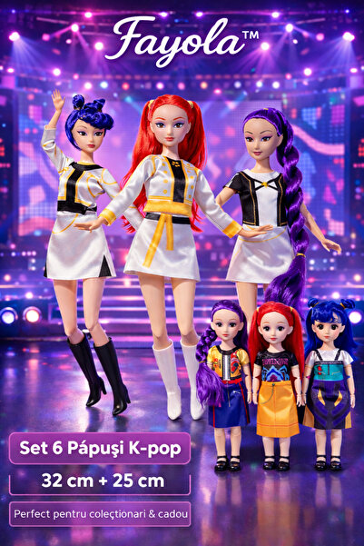 Fayola ™   Σετ 6 κούκλων - 3 μουσικές κούκλες 32 εκ. Kpop Demon Hunters και 3...