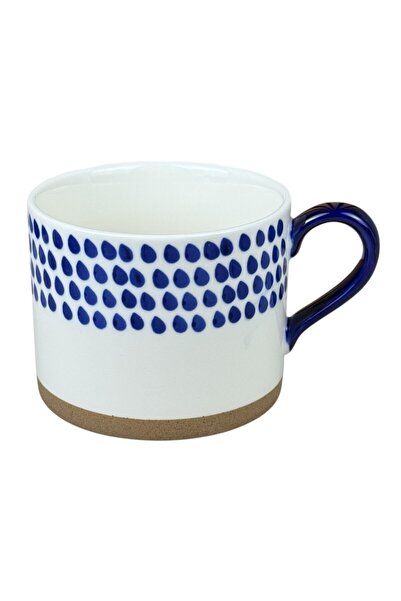OEM Κεραμική κούπα  "Μπλου Νόρντικ " με μπλε βούλες, 380 ml