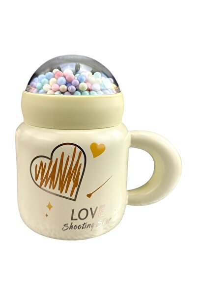 OEM Κίτρινη κεραμική κούπα με καπάκι "BubbliCup"