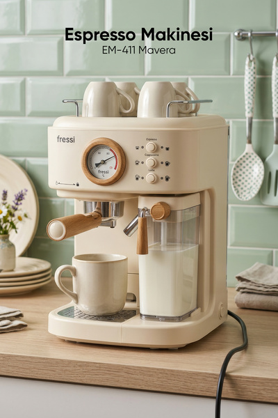 Mavera Wood Detailed | Espresso Coffee Maker 20 Bar | EM-411