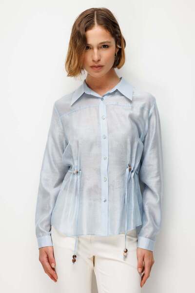 Ekol Риза от десениран плат с връзки