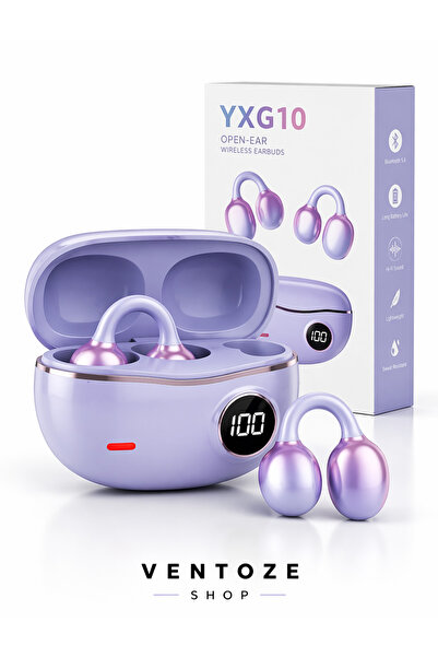 Ventoze Kablosuz Bluetooth 5.4 Kulaklık Klipsli Açık Kulak Tasarımı Sporcu Ku...