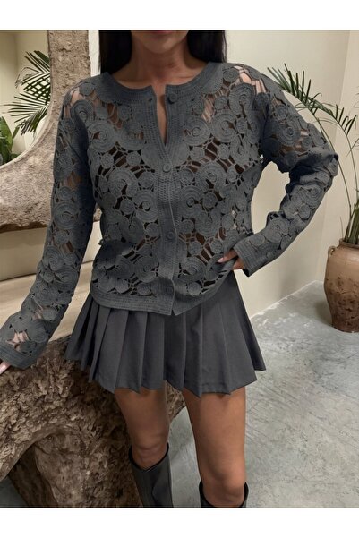 Cistern İstanbul Γυναικεία ζακέτα με Με δαντελένιο κέντημα κουμπιά