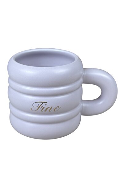 OEM Κεραμική κούπα  "Text 3D " ανοιχτό μωβ με την επιγραφή  "Fine ", 430 ml