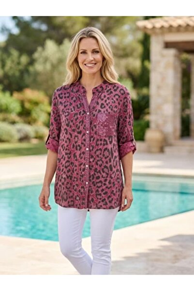 Punta Otantik NC15421 Ιταλικό πουκάμισο με κουμπιά σε όλο το μήκος, με λεοπάρ...