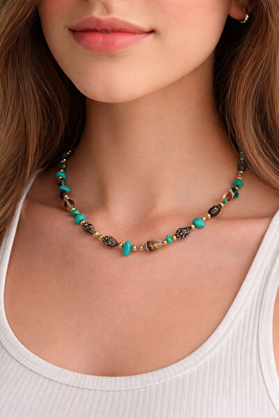 MakeWell Colorful Beaded Summer Necklace – Minimal Choker Women's Necklace (P...