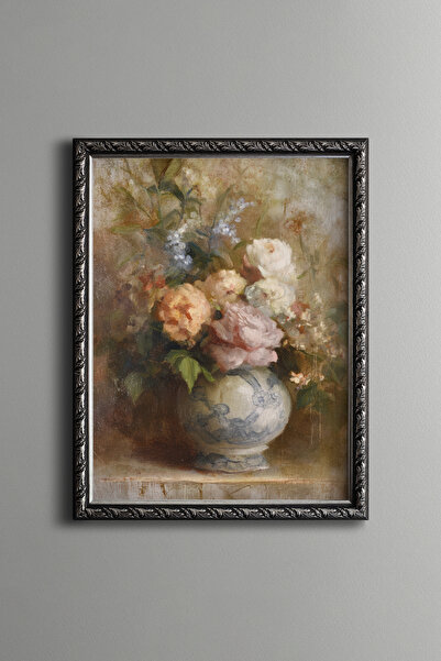 epiqart Elegant Floral Bouquet – Vintage Patterned Frame – Slim Model