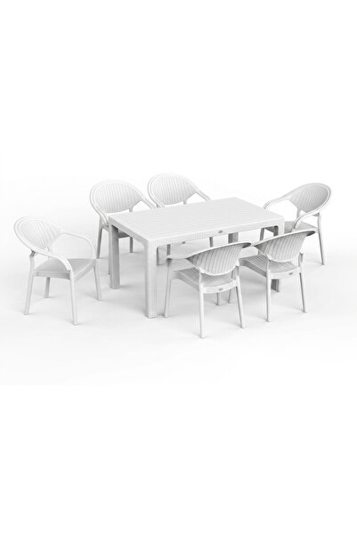 Asil Konsept 90 x 150 Bambu Plastik Rattan Camsız Bahçe Balkon Teras Masa Tak...