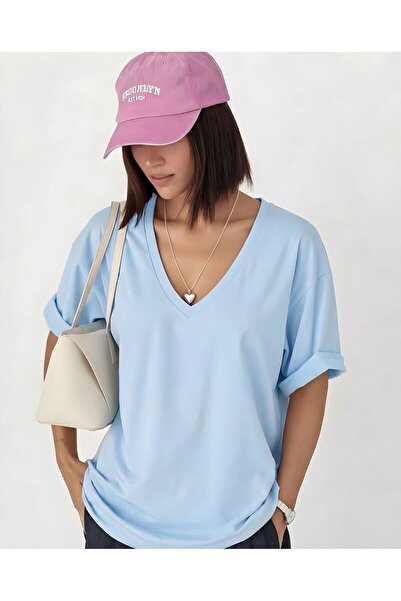 BENROMA Τυπωμένο μπλουζάκι με λαιμόκοψη V, oversized, unisex 1VQ4