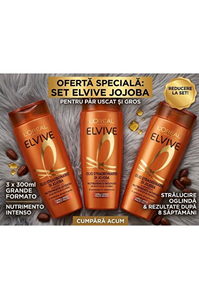 L'Oreal Paris Σετ 3 τεμαχίων L'Oréal Paris Elvive Σαμπουάν με Έλαιο Jojoba, Ε...