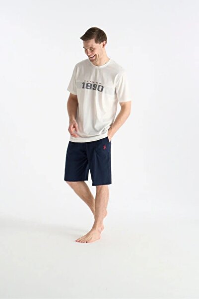 U.S. Polo Assn. Büyük Beden Erkek Baskılı Cepli T-shirt Şort Takım