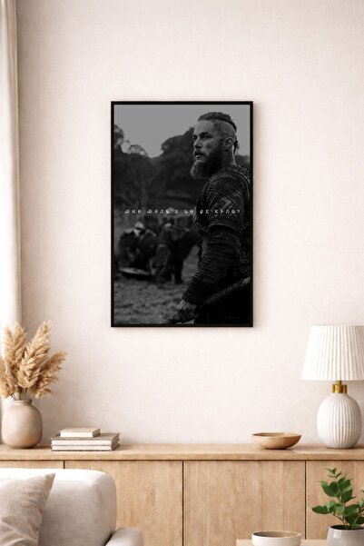 BuzzDesigns Viking Savaşçı Ragnar Lothbrok Siyah Beyaz Poster Tablo Minimal T...