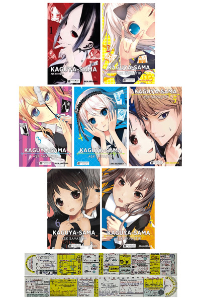 Akıl Çelen Kitaplar Kaguya-Sama 1-2-3-4-5-6-7. Ciltler Manga Seti + Özel Cetvel