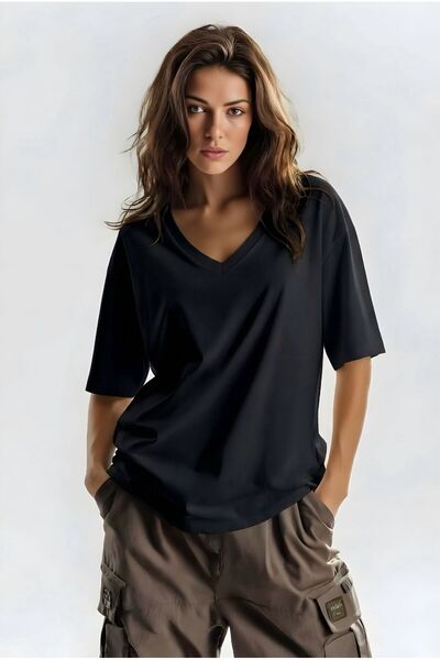 BENROMA Τυπωμένο μπλουζάκι με λαιμόκοψη V, oversized, unisex 1VQ3