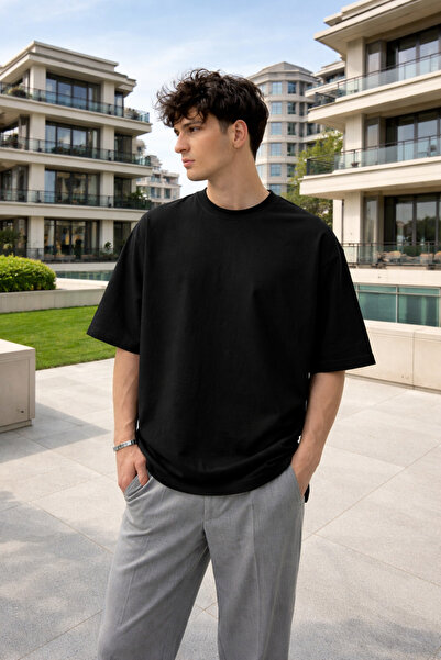 ixir Unisex 100% βαμβακερό μπλουζάκι βαρέως βάρους με ριμπ γιακά και ύφασμα T...