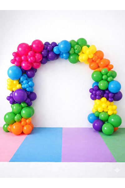 party mix Ters Yüz Doğum Günü Balon Zinciri 65'li Balon Gökkuşağı Balon Seti ...
