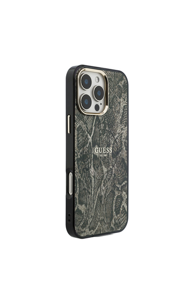 Guess iPhone 16 Pro Max Kılıf Lisanslı M-safe Özellikli Yazı Logolu Python De...