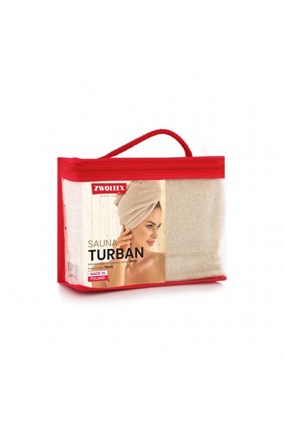 Zwoltex Turban de păr, ZWOLTEX, cu nasturi, 100% bumbac egiptean, Universal, Bej