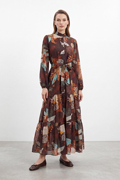 Puane Γυναικείο μακρύ φόρεμα με σχέδια – 12684