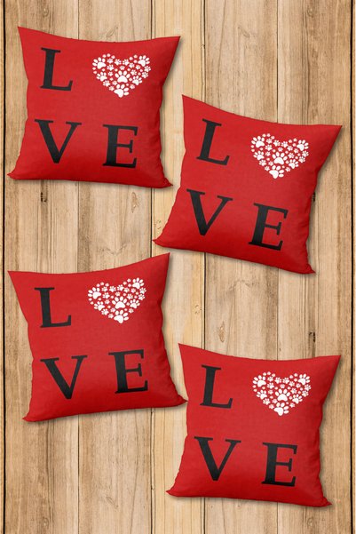 patron halı Digital Printed Soft Textured 4-Piece Throw Pillow Cover Set (43X43 cm) Krl0090