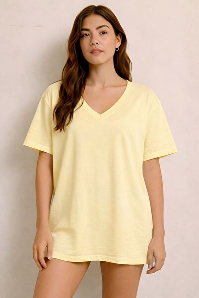 DM DOLCE MORE Τυπωμένο μπλουζάκι με λαιμόκοψη V, oversized, unisex 1VQ6