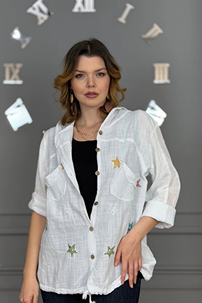 Bİ.GİYSEN Γυναικείο ΛΕΥΚΟ Οργανικό Υφασμάτινο Φόρεμα από Λινό που Πλένεται, μ...