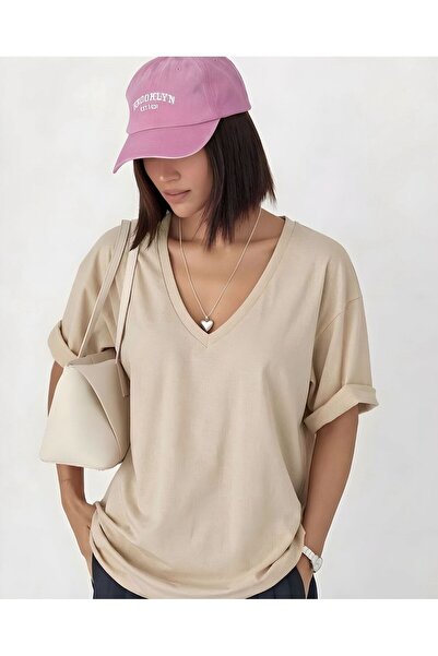 BENROMA TRICOU UNISEX SUPRADimensionat cu decolteu în V și imprimeu 1VQ4