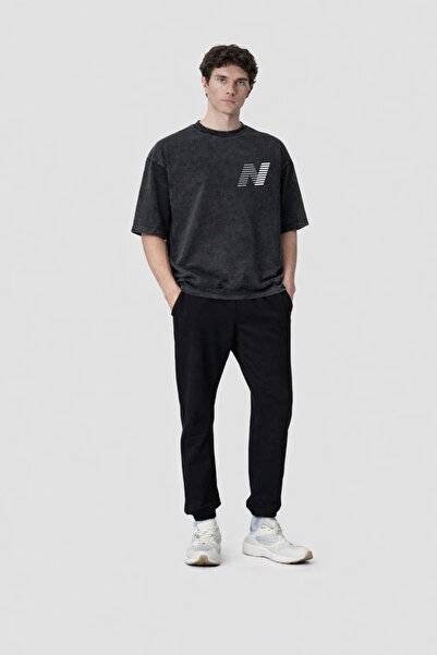 ZAVIXO Μπλουζάκι Unisex με εφέ πλύσης, Ανθρακί, Oversize, με vintage εμφάνιση