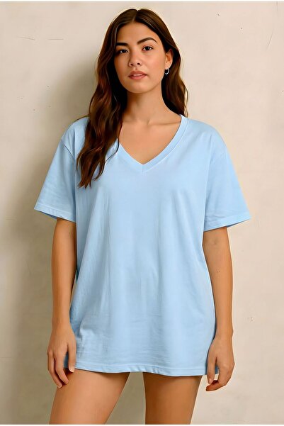 DM DOLCE MORE Τυπωμένο μπλουζάκι με λαιμόκοψη V, oversized, unisex 1VQ6