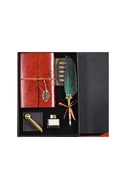 OEM Set cadou premium de caligrafie vintage cu o pană verde, un jurnal și un ...