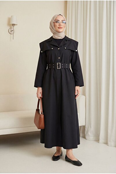 Modamorfo Φόρεμα από βαμβακερό σατέν με γιακά με μισά κουμπιά, πλαϊνές τσέπες...